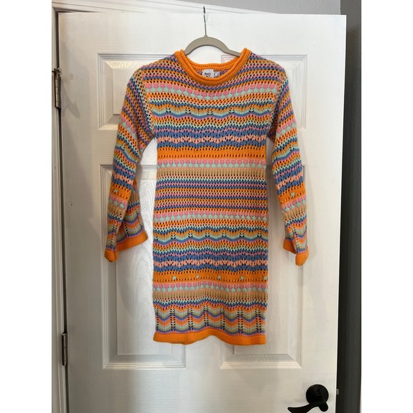 Princess Polly Dresses & Skirts - Princess Polly Mini Dress Polyester Open Knit Crochet Boho Orange Multi US 6